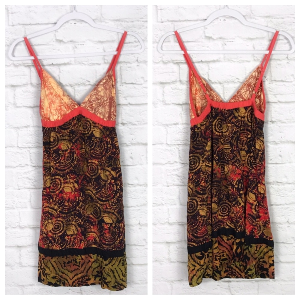 Santiki Tropical Hawaiian Floral Mixed Media Dress